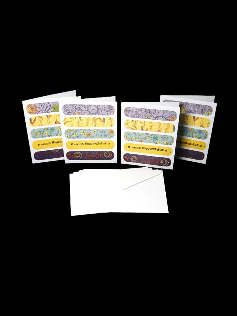 4 Handmade Happy Thanksgiving White Card Set Acid Free Prints with Texture